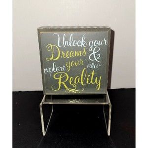 Aaron Bros "Unlock Your Dreams, Explore New Reality" Small 4"×4" Wood Box Sign